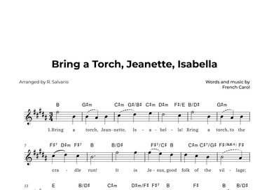Bring a Torch, Jeanette, Isabella (Key of B Major) (arr. R. Salvario)