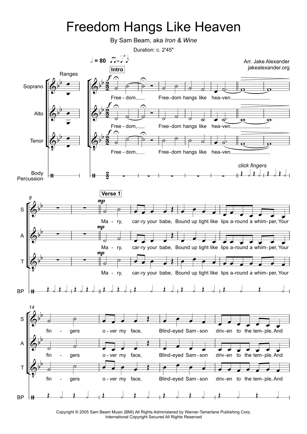 Freedom Hangs Like Heaven (arr. Jake Alexander)