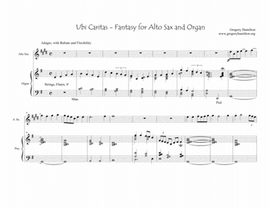 Ubi Caritas, A Fantasy for Alto sax and Organ