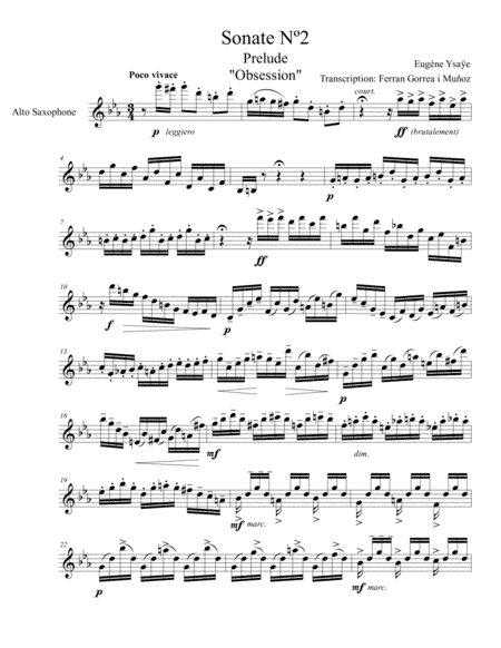 Violin Sonata N. 2 - Prelude (E. Ysaÿe) [Alto Saxophone Transcription] (arr. Ferran Gorrea)