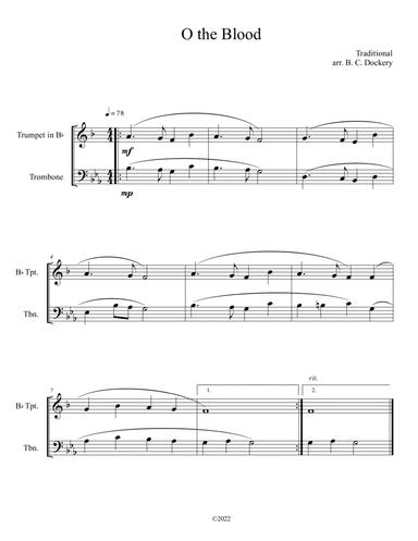 O the Blood (Trumpet and Trombone Duet) (arr. B. C. Dockery)