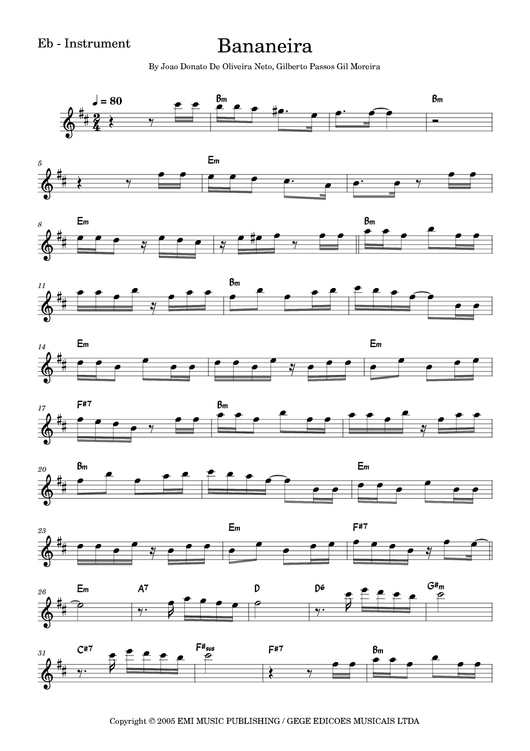 Bananeira (arr. Fabio Eduardo de Oliveira)