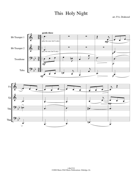 This Holy Night (Christmas carol for mixed brass quartet) (arr. Peter A. Drahozal)