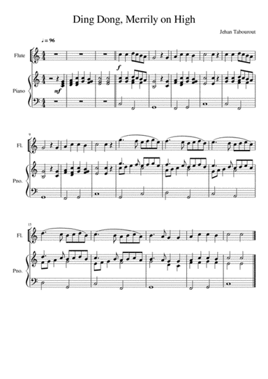Ding Dong Merrily On High - Flute and Piano (arr. Kacie J. Rickells)