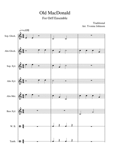 Old MacDonald - For Orff Ensemble (arr. Yvonne Johnson)