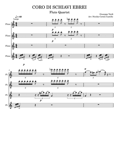 Giuseppe Verdi (1813-1901) - Va, Pensiero (Chorus of the Hebrew Slaves) from Nabucco for Flute Quart (arr. Nicolás Cortés Castillo)