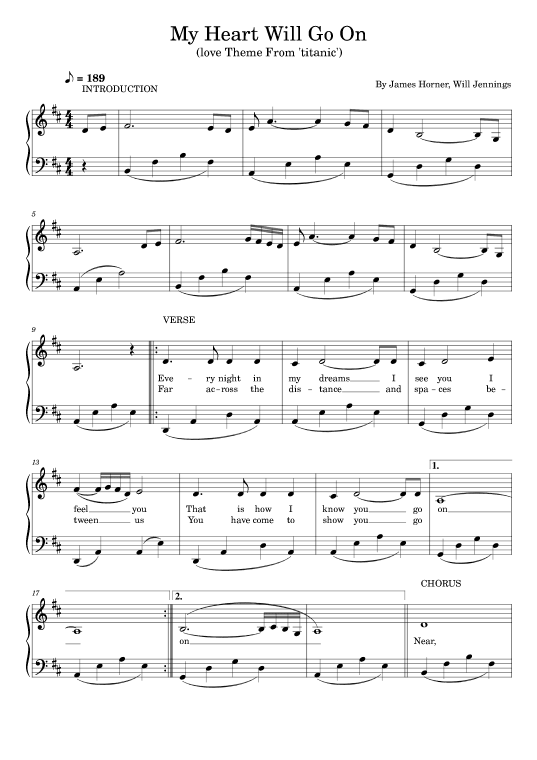 My Heart Will Go On (love Theme From 'titanic') (arr. poon)