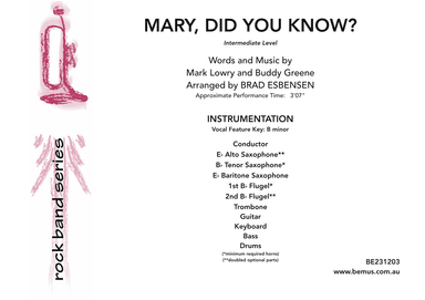 Mary, Did You Know? (arr. Brad Esbensen)