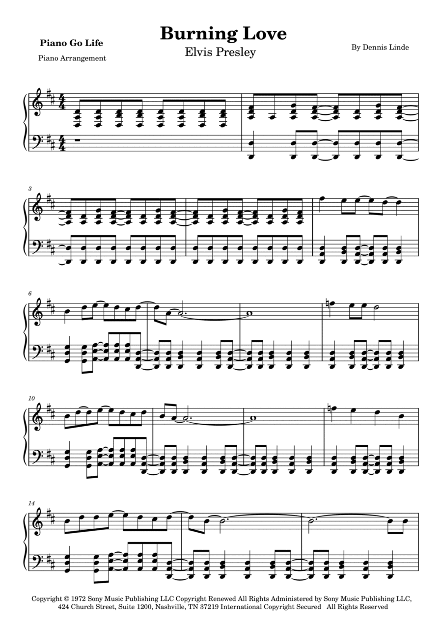 Burning Love (arr. Piano Go Life)