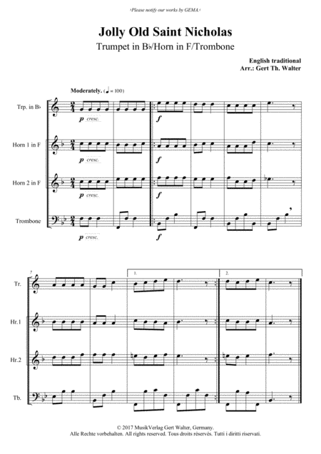 Jolly Old Saint Nicholas (arr. Gert Th. Walter)