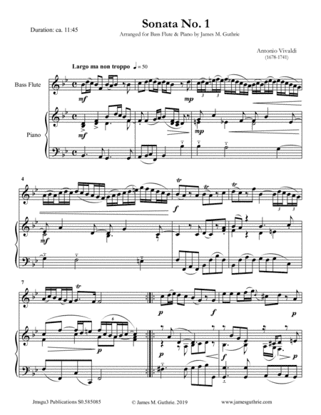 Vivaldi: The Six Sonatas Complete for Bass Flute & Piano (arr. James M. Guthrie, ASCAP)