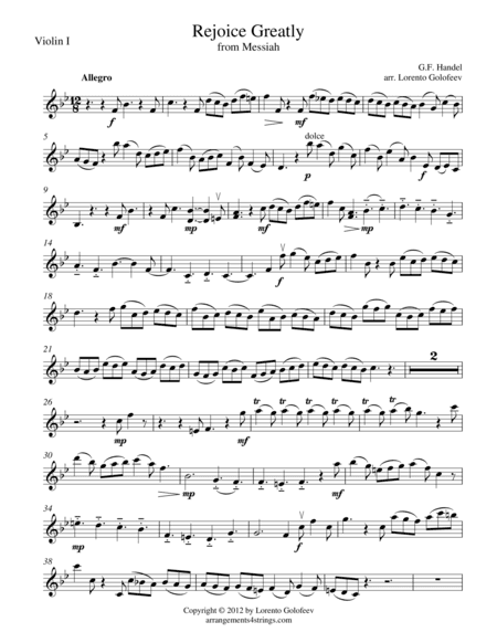 Rejoice Greatly from Messiah (arr. Lorento Golofeev)