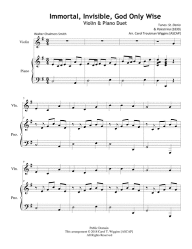 Immortal, Invisible, God Only Wise (Violin & Piano) (arr. Carol Troutman Wiggins [ASCAP])
