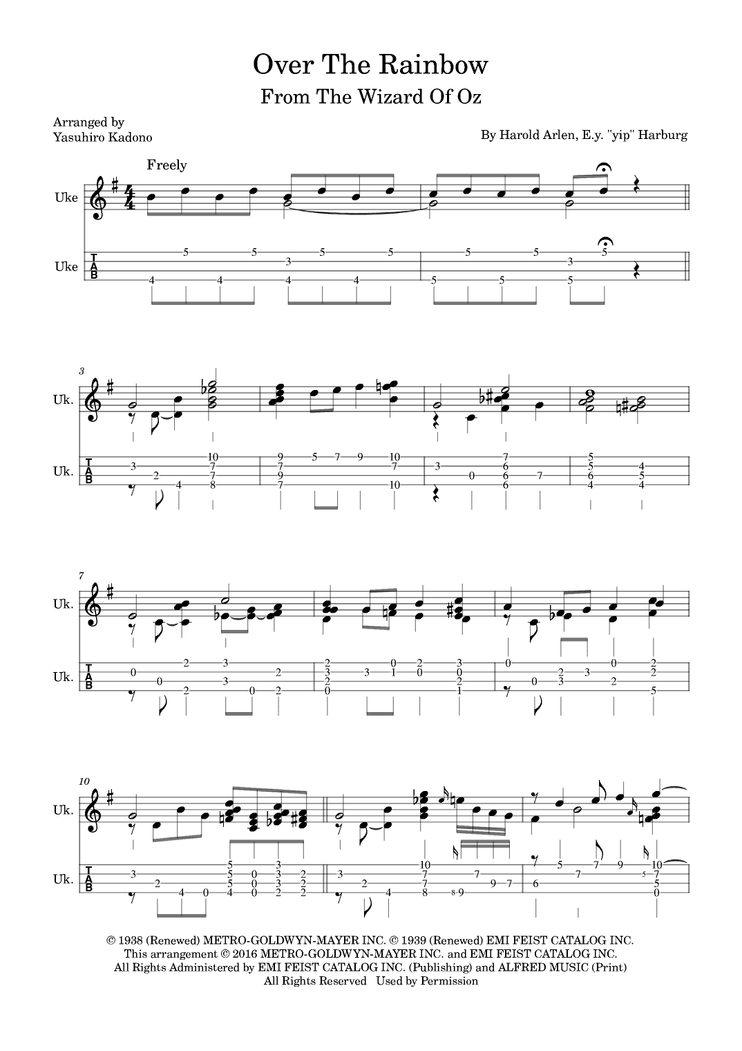 Over The Rainbow (arr. Yasuhiro Kadono)