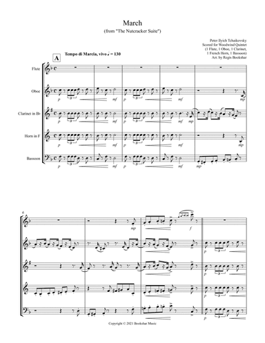 March (from "The Nutcracker Suite") (F) (Woodwind Quintet - 1 Flute, 1 Oboe, 1 Clar, 1 Hrn, 1 Bassoo (arr. Regis Bookshar)