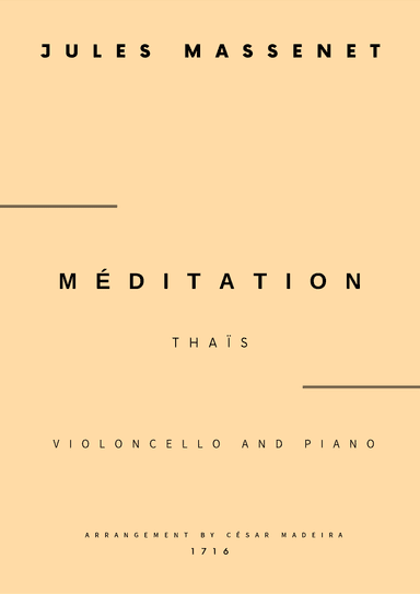 Meditation from Thais - Cello and Piano (Full Score and Parts) (arr. César Madeira)