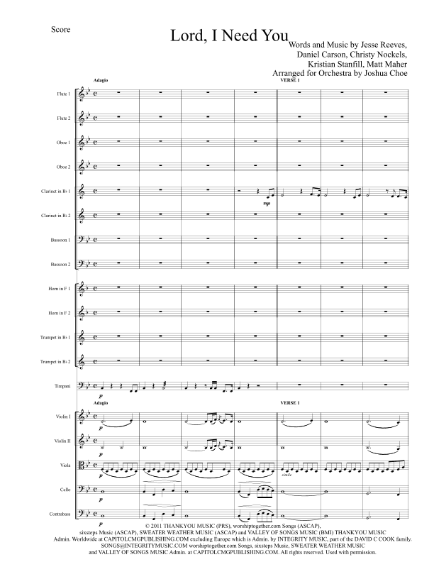 Lord, I Need You (arr. Joshua Choe)