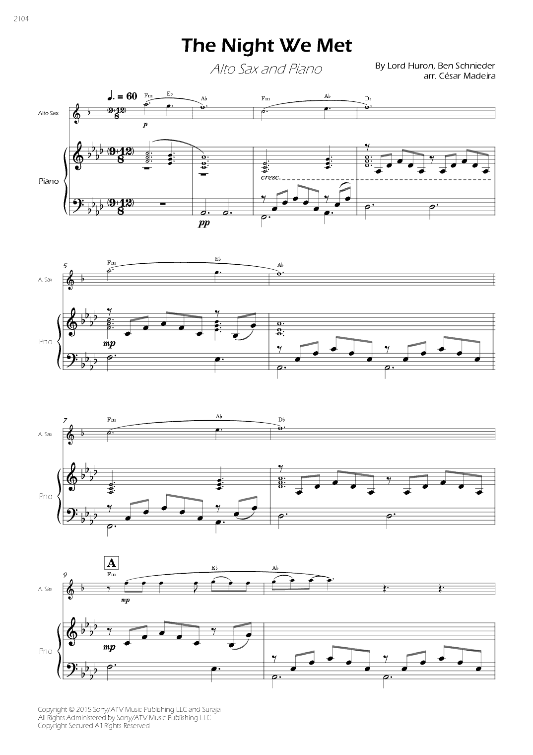 The Night We Met (arr. César Madeira)
