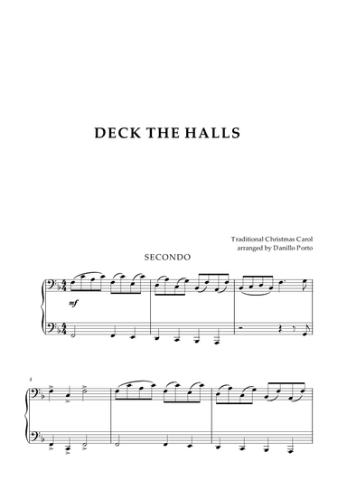 Deck The Halls - Piano Four Hands (arr. Danillo Porto)
