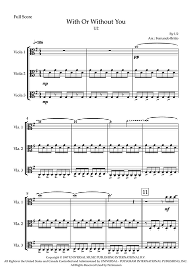 With Or Without You (arr. Fabio Britto)