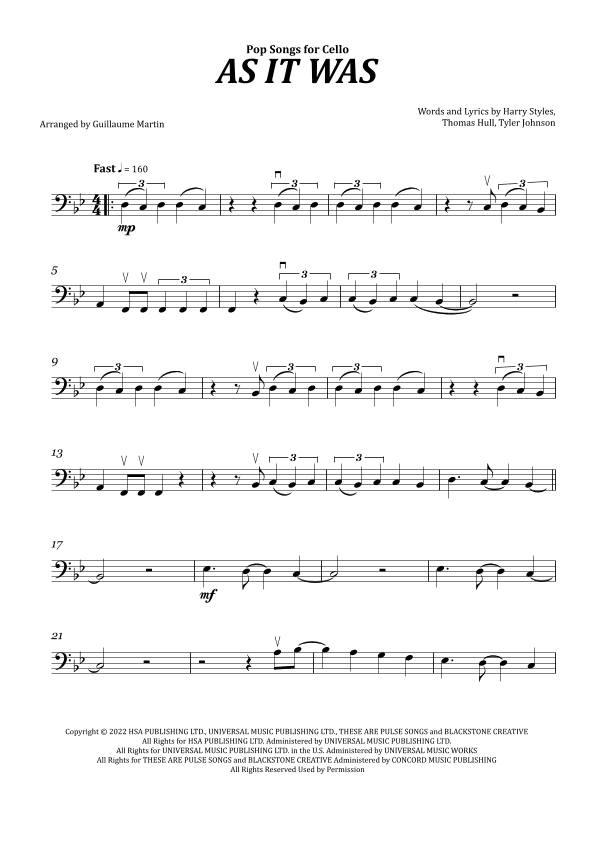 As It Was (arr. Guillaume Martin)