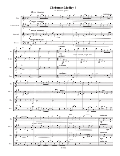 Christmas Medley 6 for woodwind quartet (arr. Bill Malcolm)