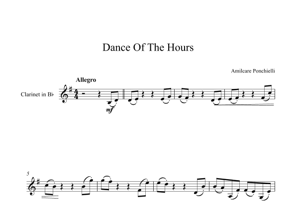 Dance Of The Hours - Amilcare Ponchielli (Clarinet) (arr. Digital Book Music)