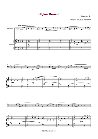Higher Ground, Gospel Hymn for Bassoon and Piano (arr. David McKeown)