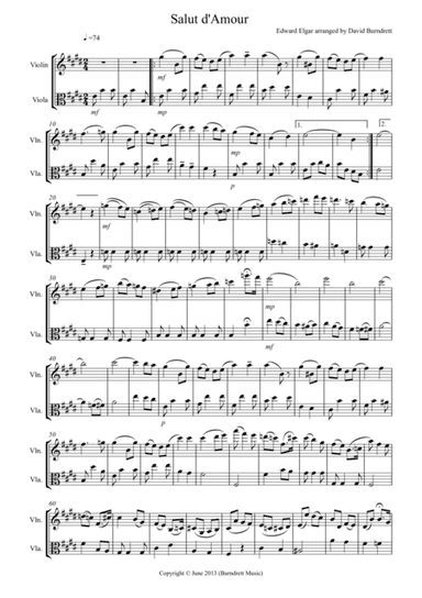 Salut d' Amour for Violin and Viola (arr. David Burndrett)