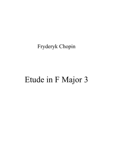 Etude in F Major 3 (arr. Patrizia Luraschi)