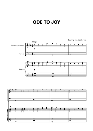 Beethoven - Ode to Joy for Soprano Saxophone, Bassoon and Piano (arr. Cadenza Editions)