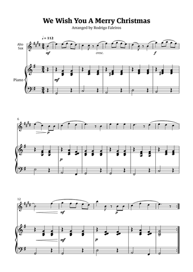 We Wish You a Merry Christmas (for solo alto sax with piano accompaniment) (arr. Rodrigo Faleiros)