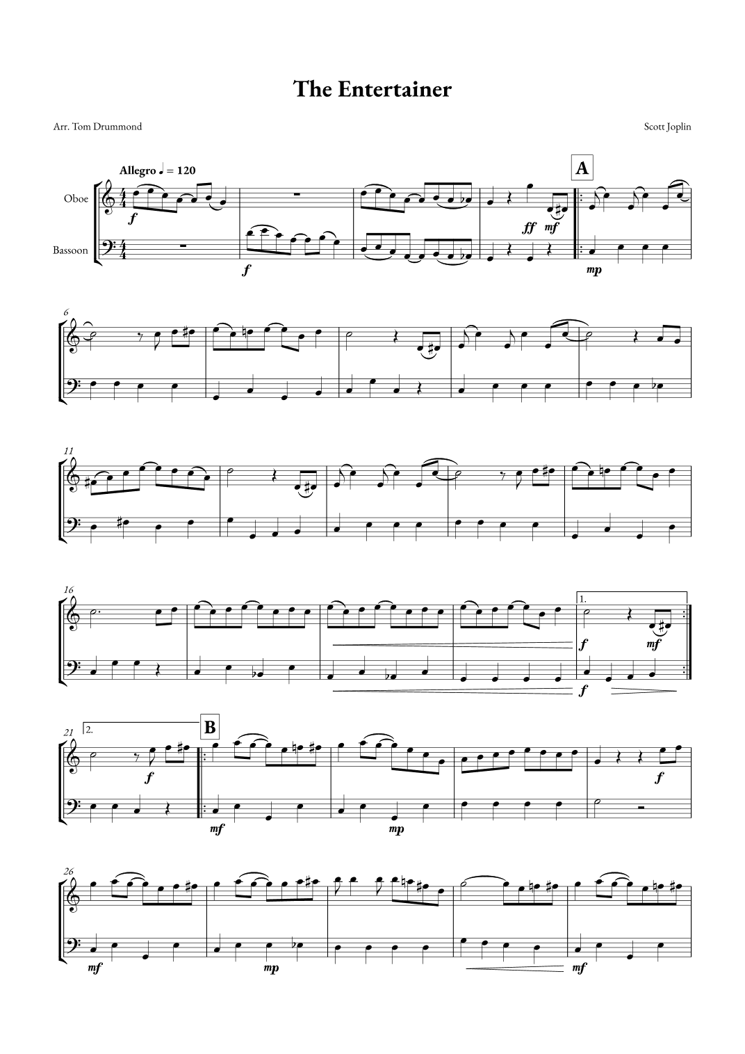 The Entertainer (arr. Tom Drummond)