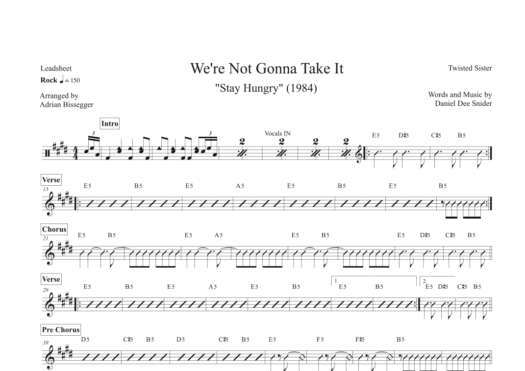 We're Not Gonna Take It (arr. Adrian Bissegger)