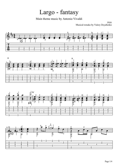 Antonio Vivaldi. Largo. Remake for guitar. (arr. Valery Dzyabenko)