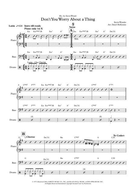 Don't You Worry 'bout A Thing (arr. Daryl McKenzie)