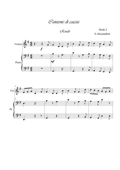 Hunting song. Violin and piano (arr. Ester Alessandrini)