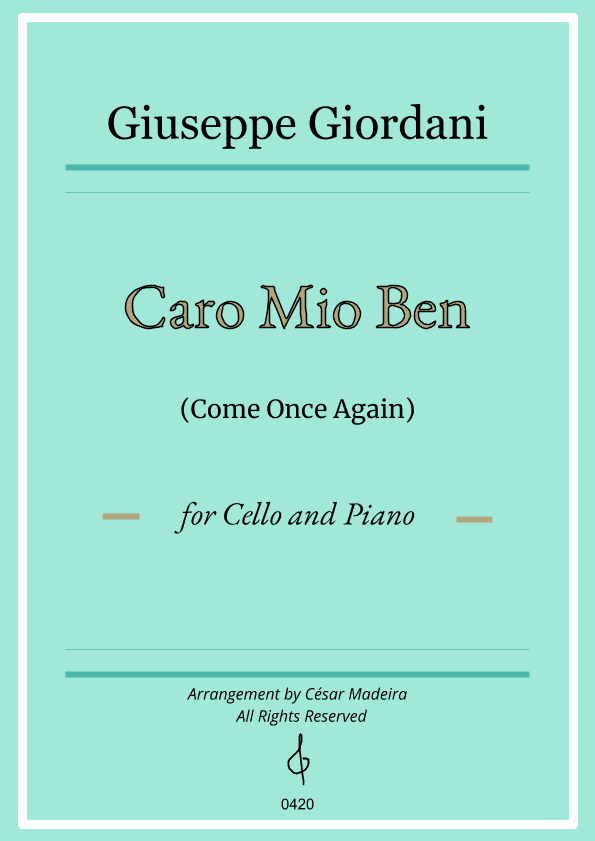 Caro Mio Ben (Come Once Again) - Cello and Piano (Full Score and Parts) (arr. Sheet Music To Play Editions)