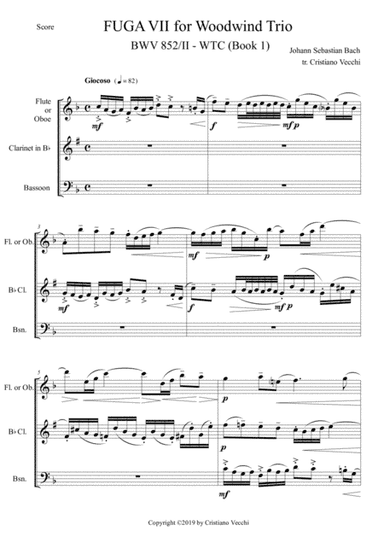 Fuga VII for Woodwind Trio (arr. Cristiano Vecchi)