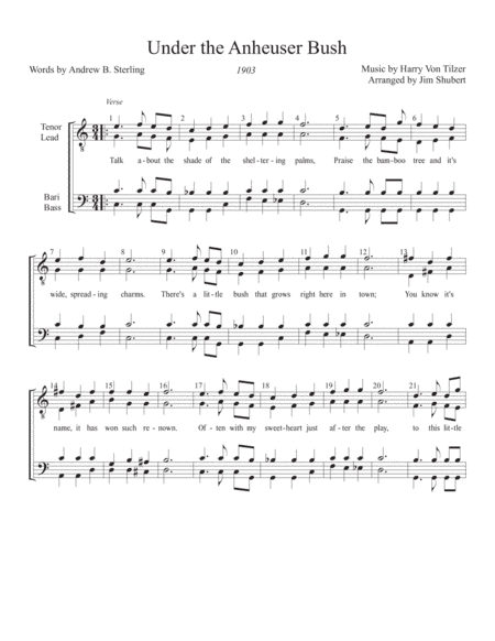 Under The Anheuser Bush (arr. Arranged by Jim Shubert)