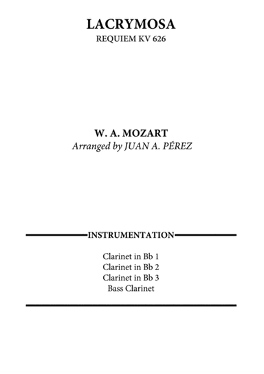 Lacrymosa (Requiem KV 626) (arr. Juan A. Perez)