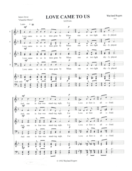 Love Came To Us in Time gone By