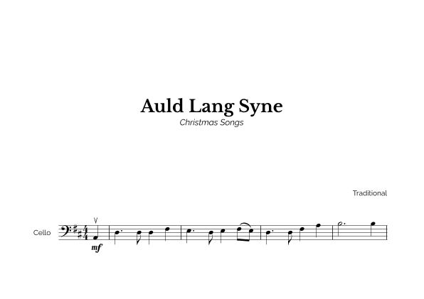Auld Lang Syne for Easy Cello Solo (arr. Marcos Soares)