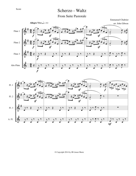 Chabrier - flute quartet - Scherzo from Suite Pastorale (arr. John Gibson)