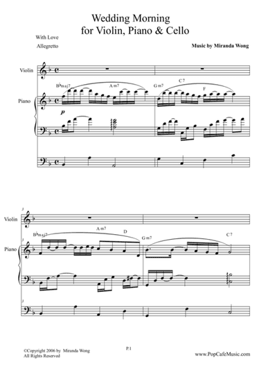 Wedding Morning - Wedding Music for Violin, Piano & Cello