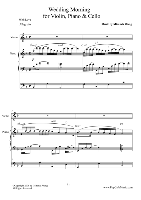 Wedding Morning - Wedding Music for Violin, Piano & Cello