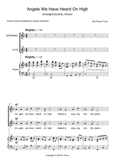 Angels We Have Heard on High - SA - Two Part Choir (arr. M & J Dover)