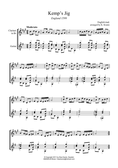 Kemp's Jig and Spilt Whiskey (Suo-gan) for clarinet and guitar (arr. K. Krantz)