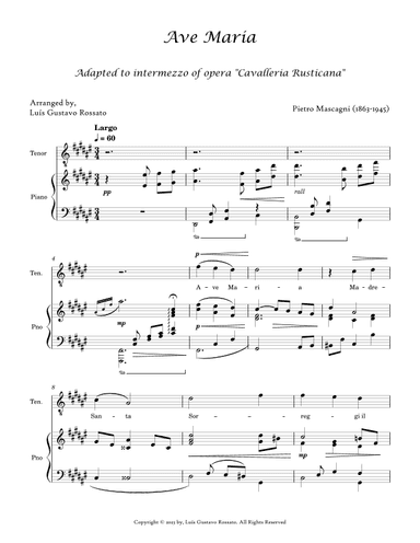 Mascagni - Ave Maria (Terno F# Major) (arr. Luís Gustavo Rossato)