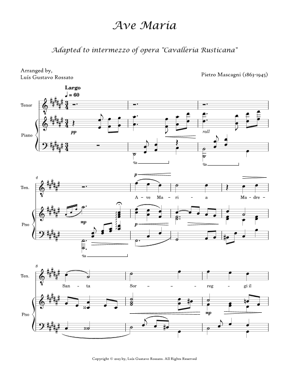 Mascagni - Ave Maria (Terno F# Major) (arr. Luís Gustavo Rossato)